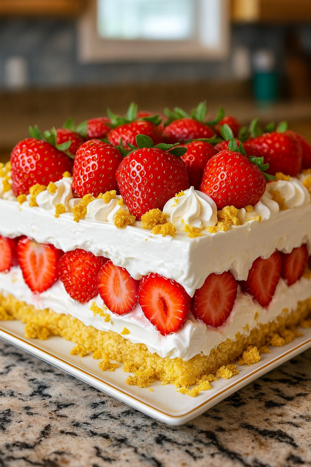 Strawberry Crunch Poke Cake Recipe